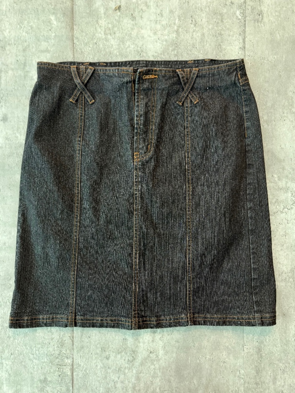 No Boundaries Junior's Knee Length Skirt Y2K Denim Black Stretch 7